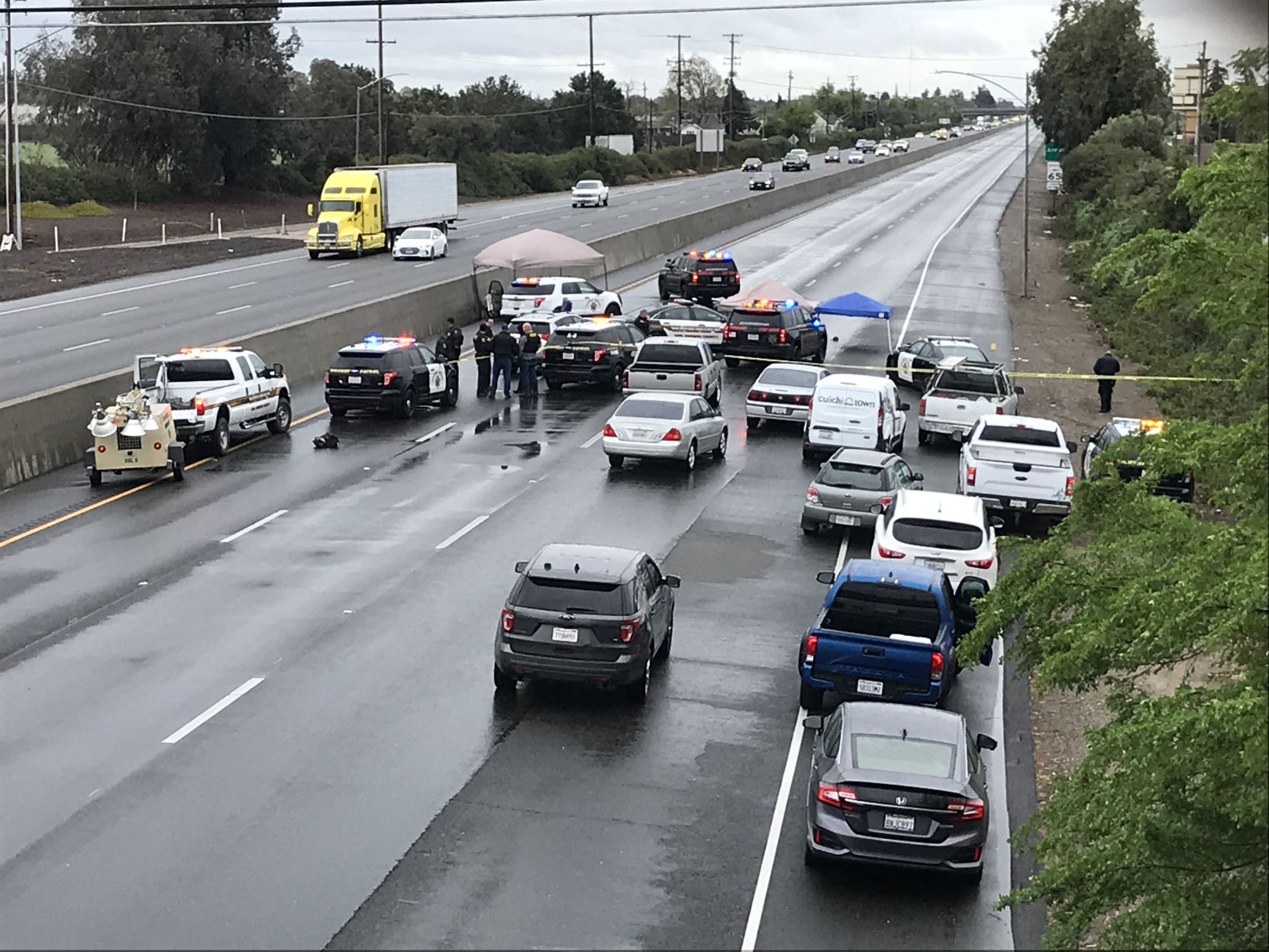 Highway 99 closed after chase ends with reports of shots fired
